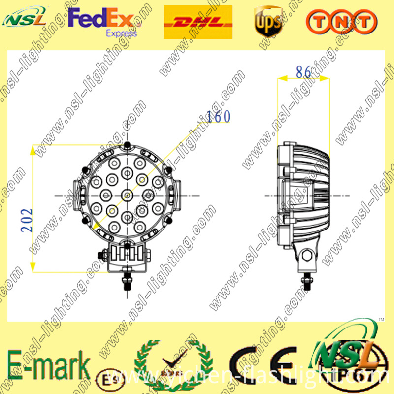 New Wide Voltage (9~32V) 43W LED Work Light/Car Fog Machine/Boat Lights/Lights for Fishing